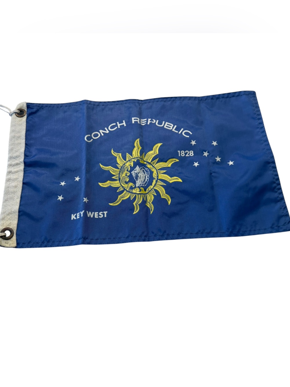 Vintage Nautical Conch Republic Key West Flag - Blue and Yellow